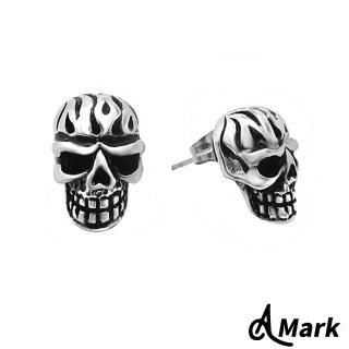 【A MARK】個性立體骷髏頭造型316L鈦鋼單只耳環
