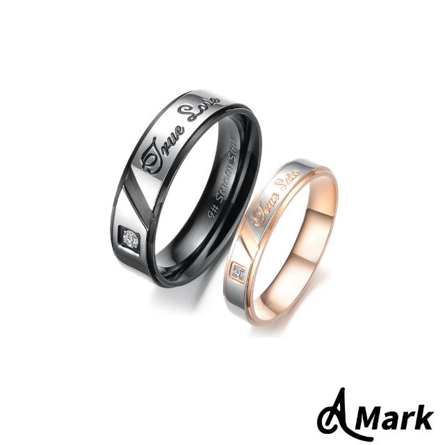 【A MARK】唯一珍愛雙色鑲鑽造型鈦鋼戒指