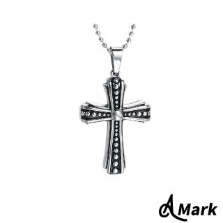 【A MARK】個性龐克風克羅心十字架造型鈦鋼吊墜