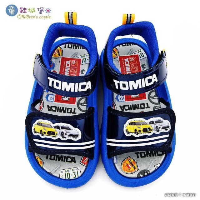 【童鞋城堡】小汽車雙魔鬼氈涼鞋 Tomica多美汽車(TM3637-藍)