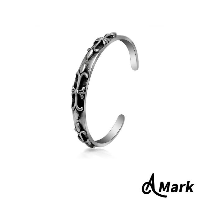 【A MARK】歐美時尚劍花造型316L龐克搖滾鈦鋼手環