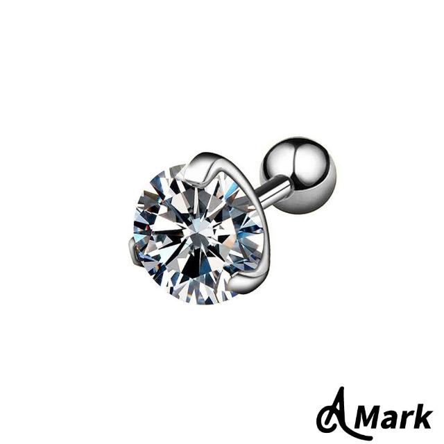 【A MARK】經典鑲嵌圓型鋯石造型316L鈦鋼耳釘耳環(單只)