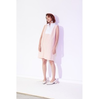 【UUIN】Light Collection _ 橘條紋雙層網紗洋裝(女裝 無袖 直筒)