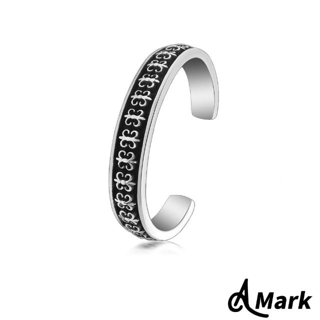 【A MARK】歐美復古歌德十字花造型316L鈦鋼手環