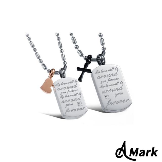 【A MARK】愛的誓言小方牌造型鈦鋼項鍊