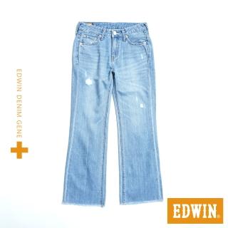【EDWIN】女裝 PLUS+ 微破靴型牛仔褲(漂淺藍)