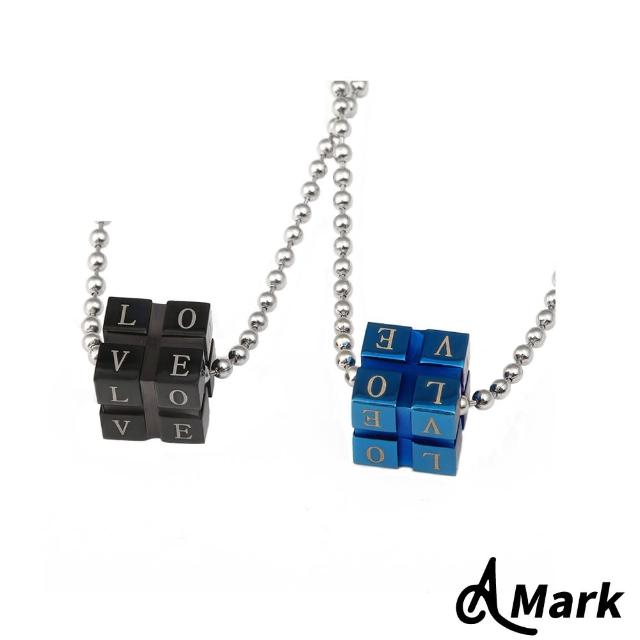 【A MARK】愛情魔方鑲鑽造型鈦鋼項鍊