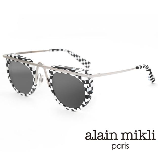 【Alain Mikli】法式 視覺個性造型太陽眼鏡(黑白格 A04011-001)