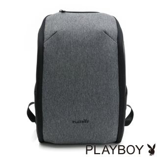 【PLAYBOY】後背包 灰色經典系列-行李箱搭配(灰色)