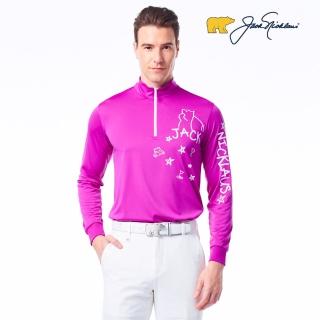 【Jack Nicklaus 金熊】GOLF男款抗UV吸濕排汗POLO衫/高爾夫球衫(紫色)