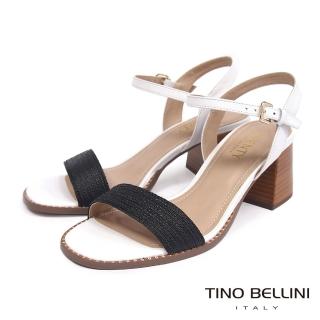 【TINO BELLINI 貝里尼】巴西進口清爽簡約羊皮繫帶粗跟涼鞋FLV0009(白)