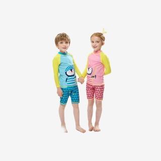 【泳衣果】兒童泳衣S-2L企兄妹長袖五分褲二件式小朋友泳裝