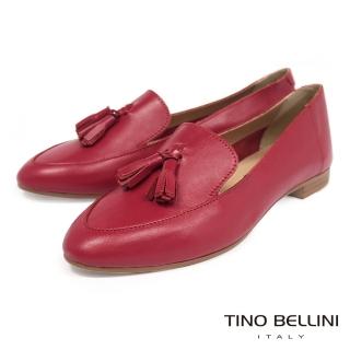 【TINO BELLINI 貝里尼】義大利進口牛皮微尖楦流蘇樂福鞋FBV0014(紅)