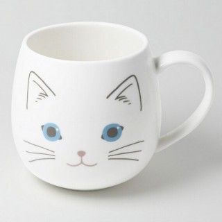 【NITORI 宜得利家居】馬克杯 白貓 420ML A18909(馬克杯 白貓 貓)