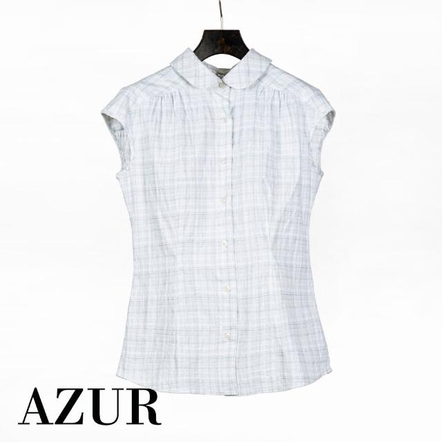 【AZUR】腰身格紋無袖襯衫