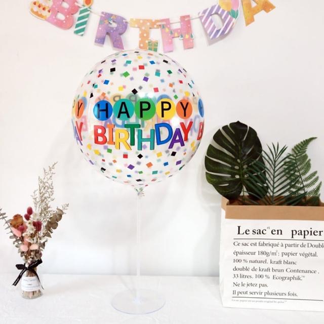 22寸彩色印花生日快樂波波球1顆(生日氣球 派對 生日派對 派對氣球 生日佈置 氣球)