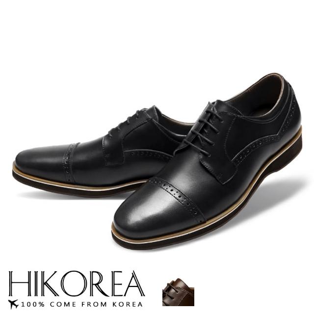 【HIKOREA】韓國空運。拼接皮革德比雕花裝飾紳士皮鞋 正裝 厚底 男皮鞋(73-411共2色/現貨+預購)