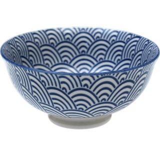 【Rex LONDON】瓷製餐碗 浪紋藍12cm(飯碗 湯碗)
