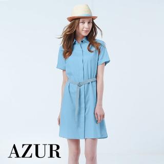 【AZUR】輕盈都會洋裝附皮帶-2色