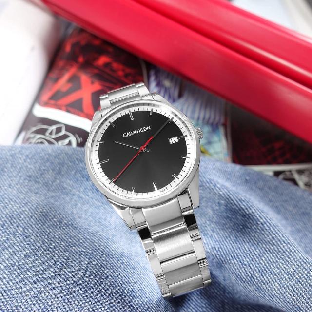【Calvin Klein 凱文克萊】率性紳士 都會時尚 礦石強化玻璃 日期 不鏽鋼手錶 黑色 40mm(K4N2114X)