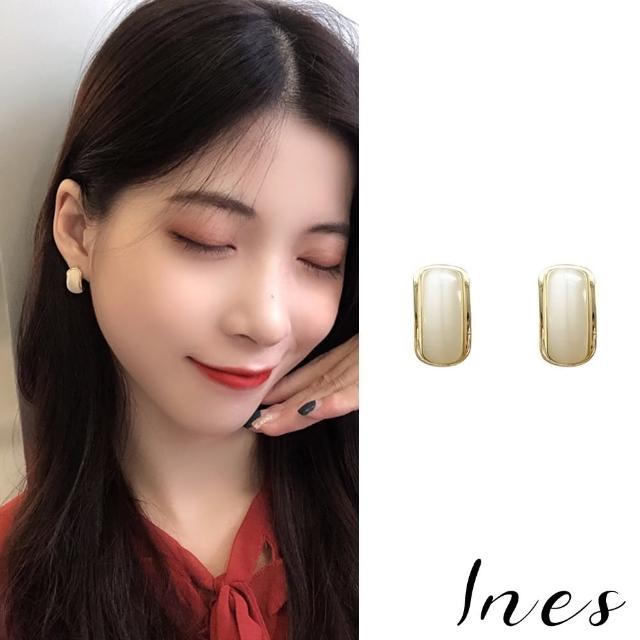【INES】韓國設計S925銀針法式復古幾何弧形小巧耳環