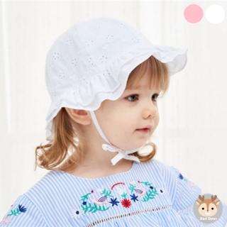 【Kori Deer 可莉鹿】優雅蕾絲小花純棉女嬰兒童綁帶遮陽帽(漁夫帽寶寶帽防曬)