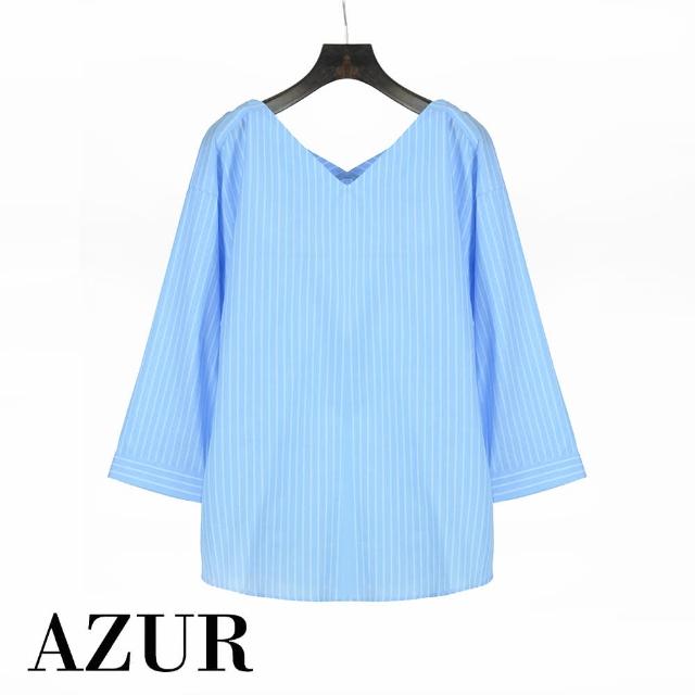 【AZUR】V領寬袖直紋上衣