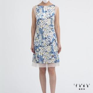 【SHIRLEY YANG】渲染藍花造型洋裝