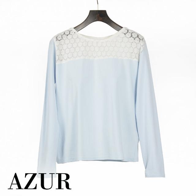 【AZUR】小圓花蕾絲簍空拼接上衣