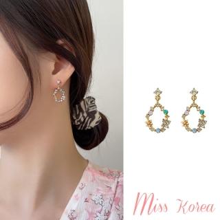【MISS KOREA】韓國設計S925銀針森林系璀璨美鑽花環造型耳環(2色任選)