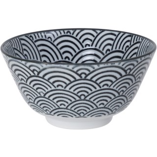 【Tokyo Design】瓷製餐碗 浪紋黑12cm(飯碗 湯碗)