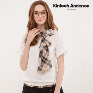 【Kinloch Anderson】簡約方領蕾絲連袖方格短袖上衣 金安德森女裝(KA0751003 粉/米)