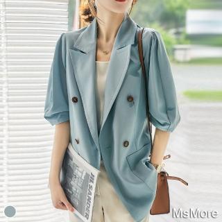 【MsMore】知性質感輕垂料颯美5分袖西裝外套#110388現貨+預購(水藍)