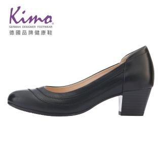 【Kimo】牛皮簡約中跟鞋 女鞋(黑 D65BASF003013)