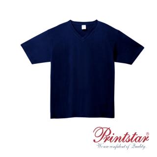 【日本 PRINTSTAR】純棉 5.6oz V領重磅T恤-男女同款(海軍藍)