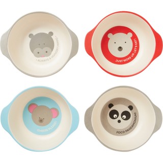 【FOXRUN】竹纖維兒童碗4件 動物(餐碗 飯碗 盤子 餐盤)