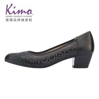 【Kimo】牛皮雕花舒適低跟鞋 女鞋(黑 D65BASF005013)