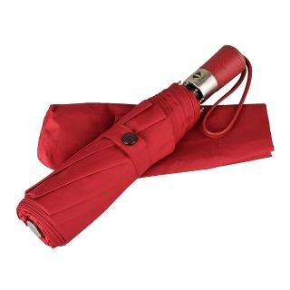 【LONGCHAMP】LONGCHAMP PAEAPLUIE HOMME戰馬刺繡LOGO自動摺傘(紅x暗紅)
