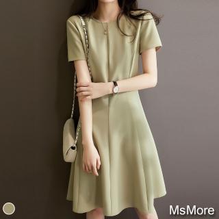 【MsMore】韓版美魔女好身材純色修身洋裝#109289現貨+預購(芥末黃)