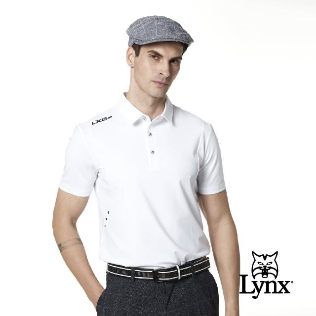 【Lynx Golf】korea 男款邊剪裁沖孔設計短袖POLO衫/高爾夫球衫(白色)