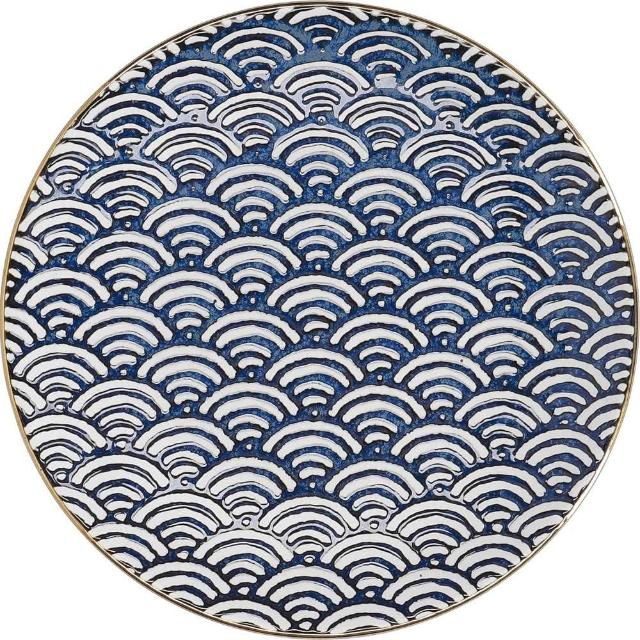 【CreativeTops】瓷製淺餐盤 大浪紋22cm(餐具 器皿 盤子)
