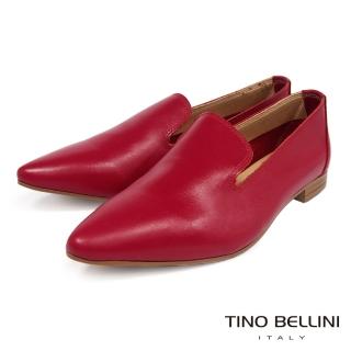 【TINO BELLINI 貝里尼】義大利進口簡約質感牛皮尖楦樂福鞋FSBV0005(紅)