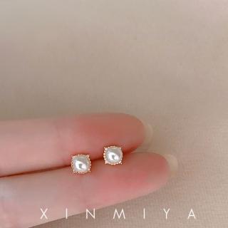 【HaNA 梨花】韓國輕奢．睡覺不用摘菱型珍珠晶鑽耳環
