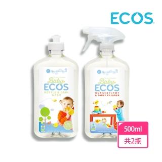 【ECOS】嬰幼兒奶瓶餐具清潔 + 玩具環境清潔液 雙效超值2入組(美國原裝進口 安全無毒500ml x2)