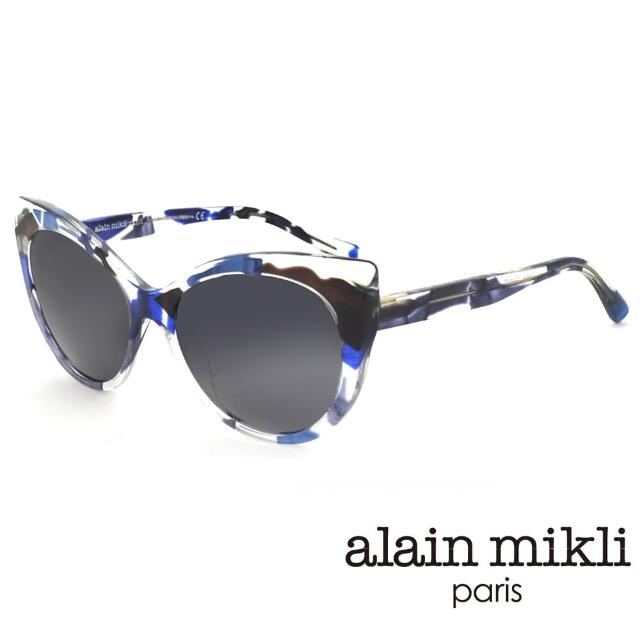 【Alain Mikli】法式設計 視覺貓眼大框造型太陽眼鏡(藍 A05032-002)