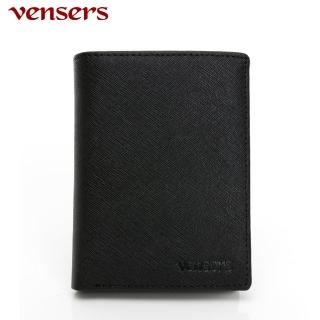 【Vensers】小牛皮潮流個性皮夾(TA606801黑色短夾)
