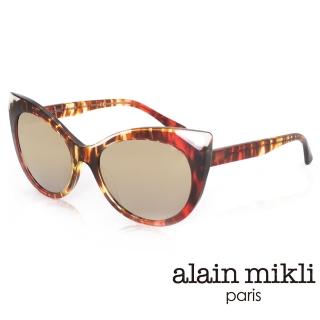 【Alain Mikli】法式設計 視覺貓眼大框造型太陽眼鏡(琥珀 A05032-004)