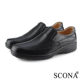 【SCONA 蘇格南】全真皮 經典舒適套式紳士鞋(黑色 0873-1)