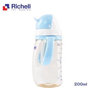 【Richell 利其爾】PPSU吸管哺乳瓶 200ML - 藍(也可當水杯使用)