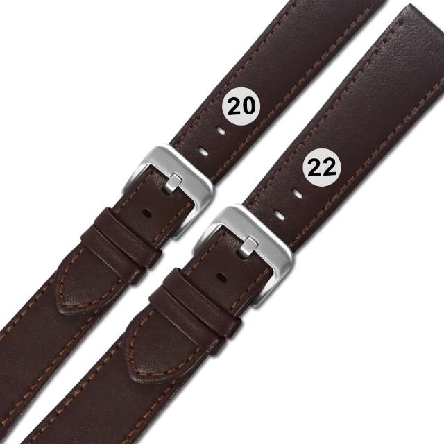 【Watchband】20.22 mm / 各品牌通用 義大利進口 微防水 牛皮錶帶(褐色)